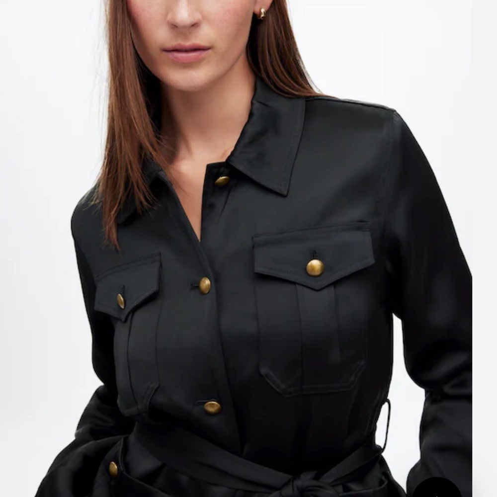 SALE Madewell Double-Faced Satin Safari Double Faced Jacket  black NWT M - Picture 5 of 10